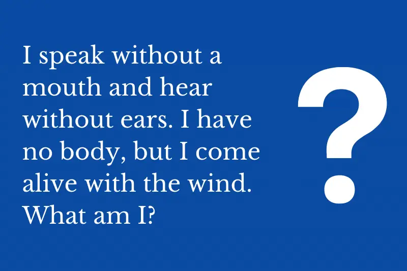 Answering the riddle: I speak without a mouth and hear without ears. I have no body, but I come alive with the wind. What am I?